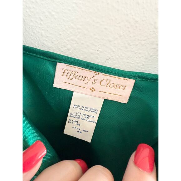 80s NOS Emerald Green Silky Cami Sleep Set size medium - Picture 8 of 14